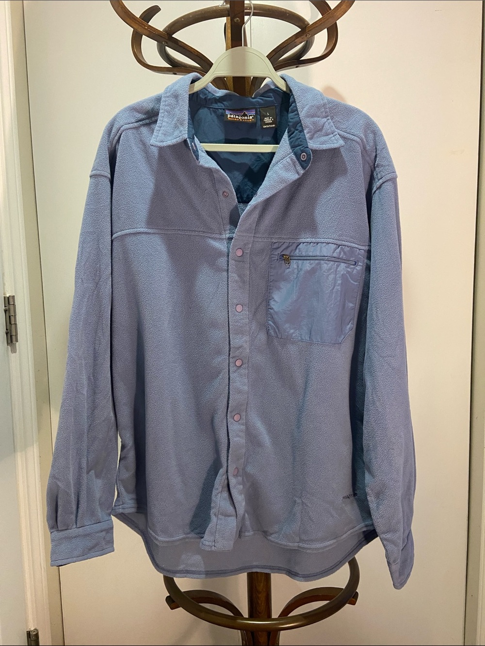 Patagonia Micro D-Luxe Vintage Light Blue Fleece Shirt